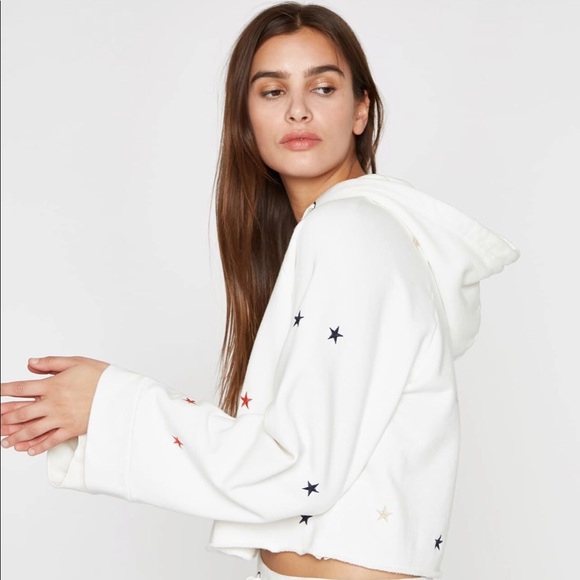 Pam & Gela Crop Hoodie w/ Embroidered Stars NWT PS - Picture 8 of 8